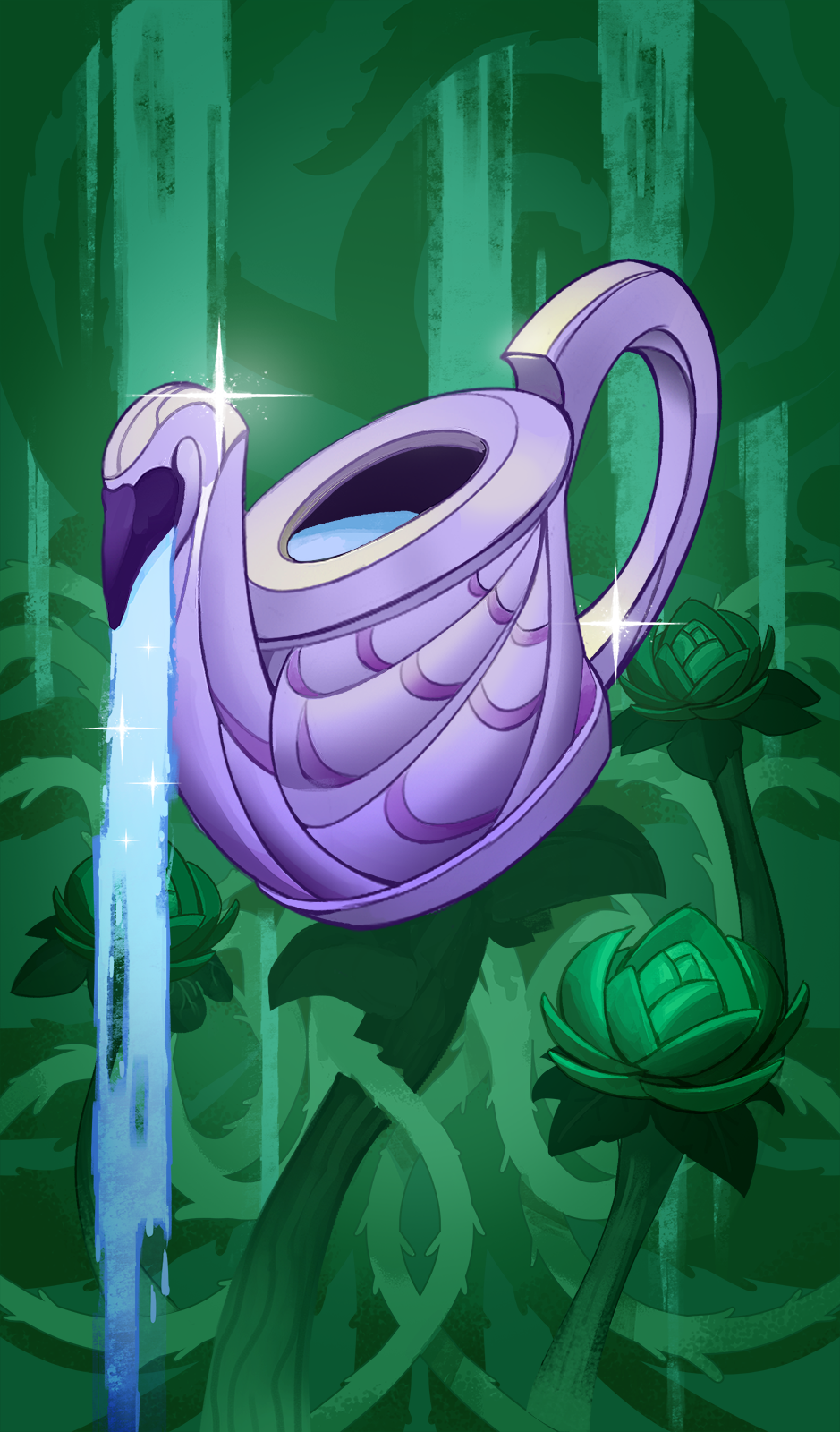 Watering Can Nokturna Card Moonlight Peaks