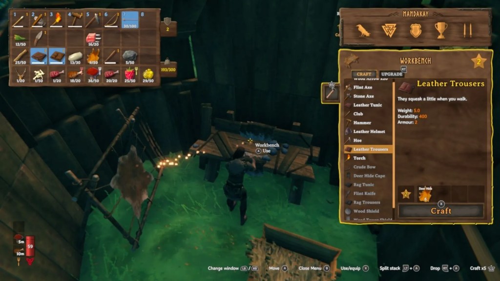 Valheim Crafting Leather Gear