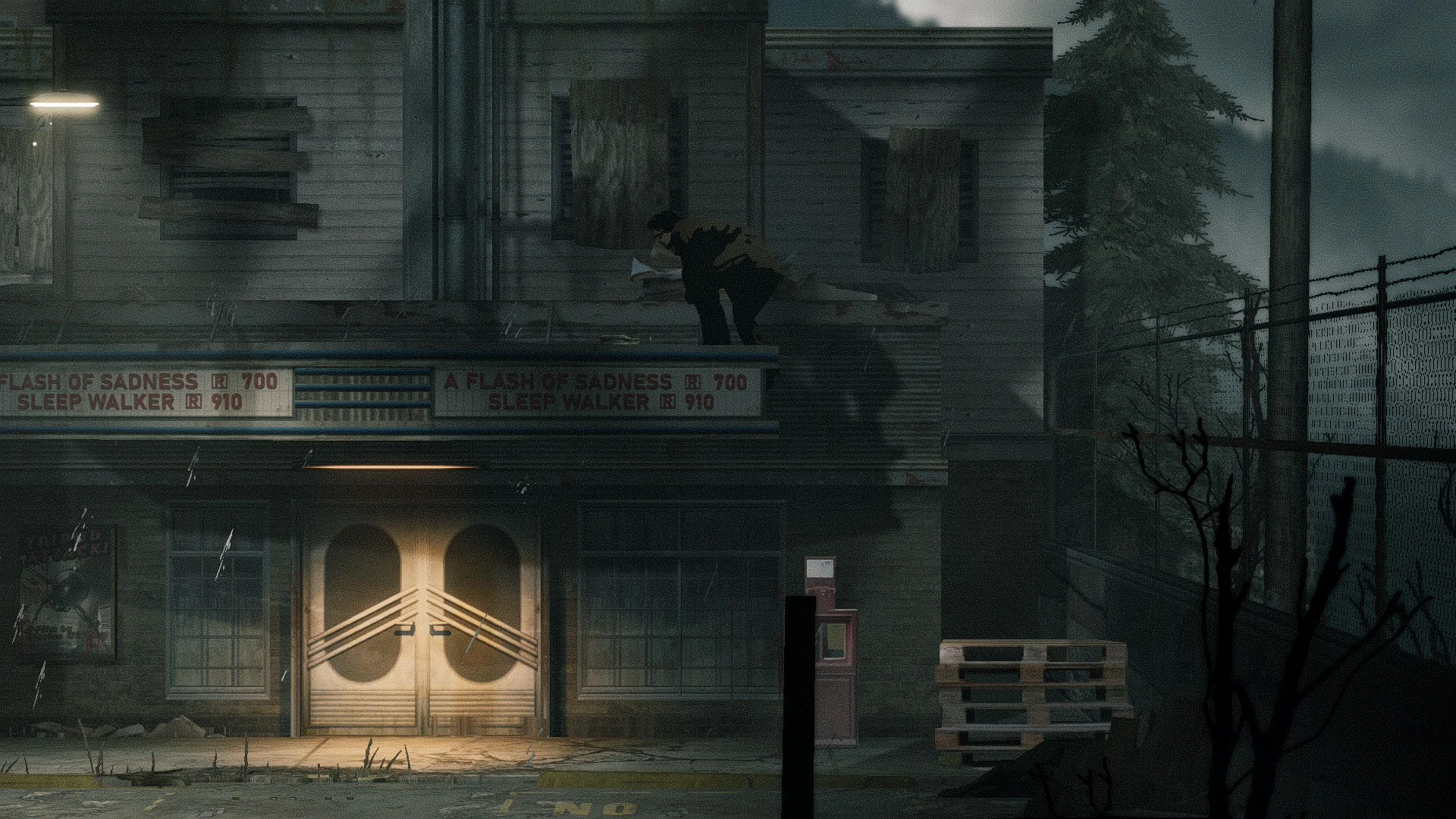 Climbing the cinema sign