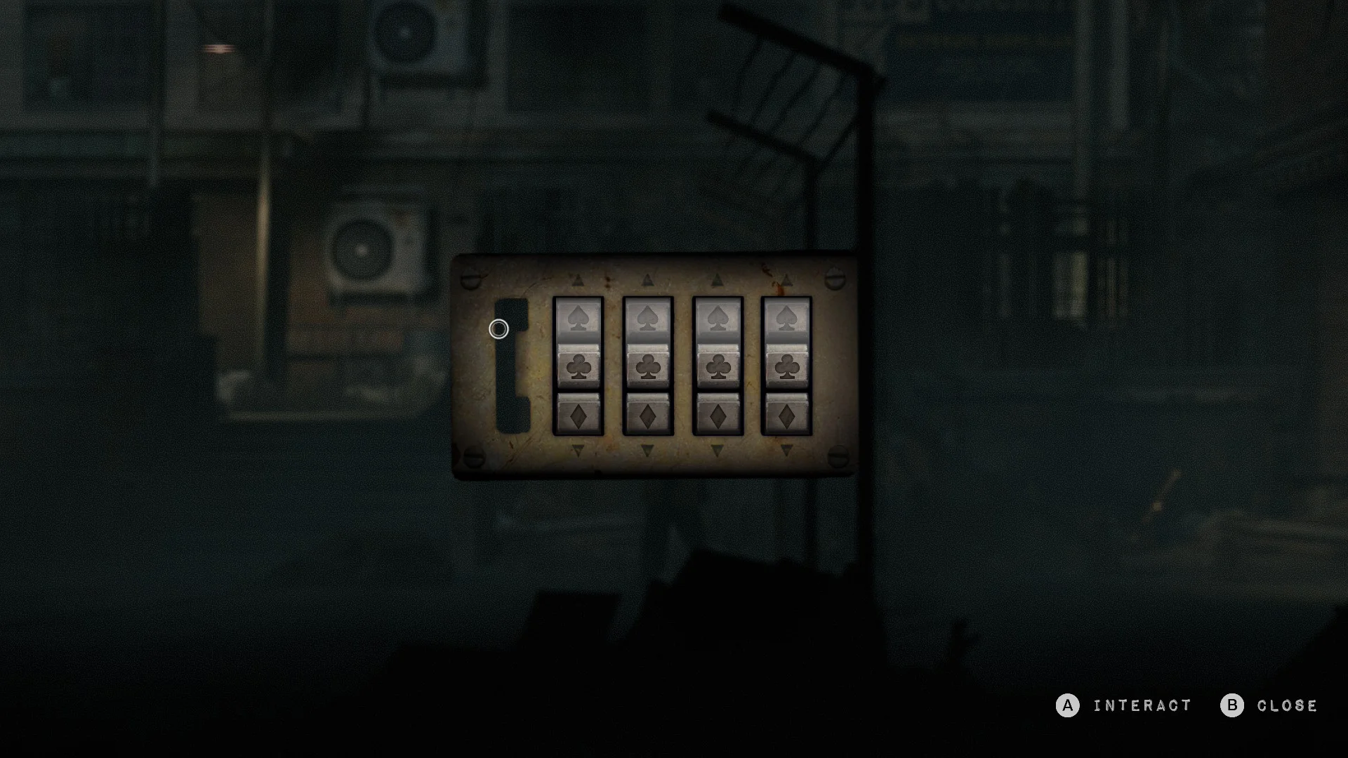 The card-symbol padlock on the back door