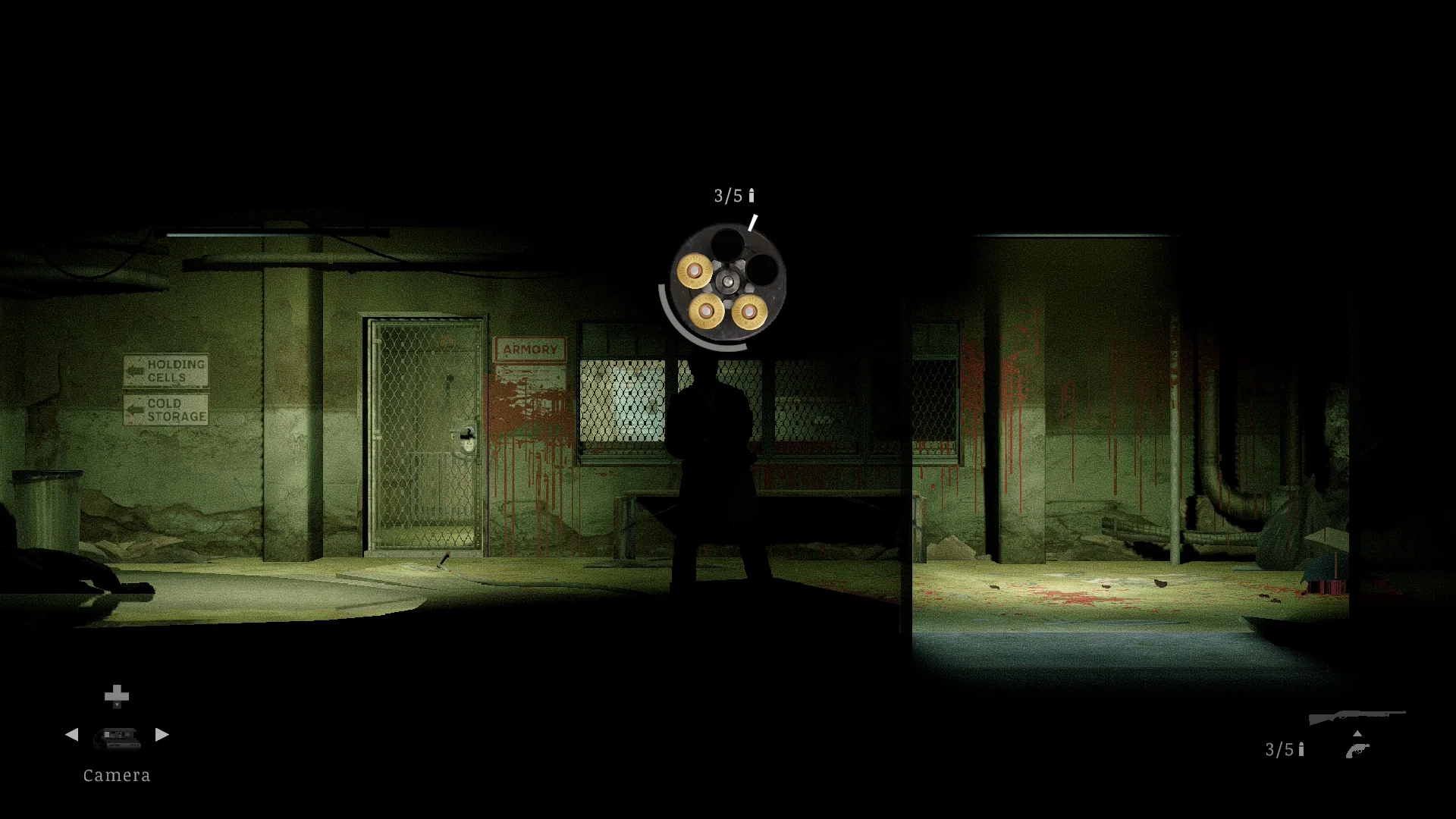 The basement corridor to the holding cells