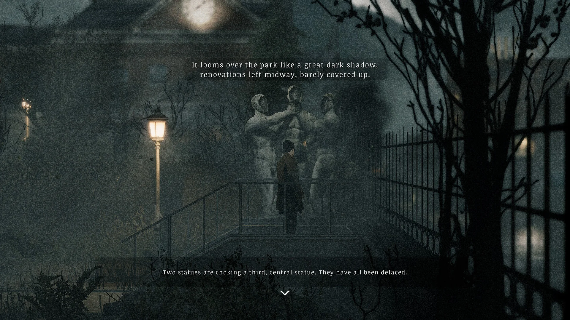 The defaced statues in Loomis Park