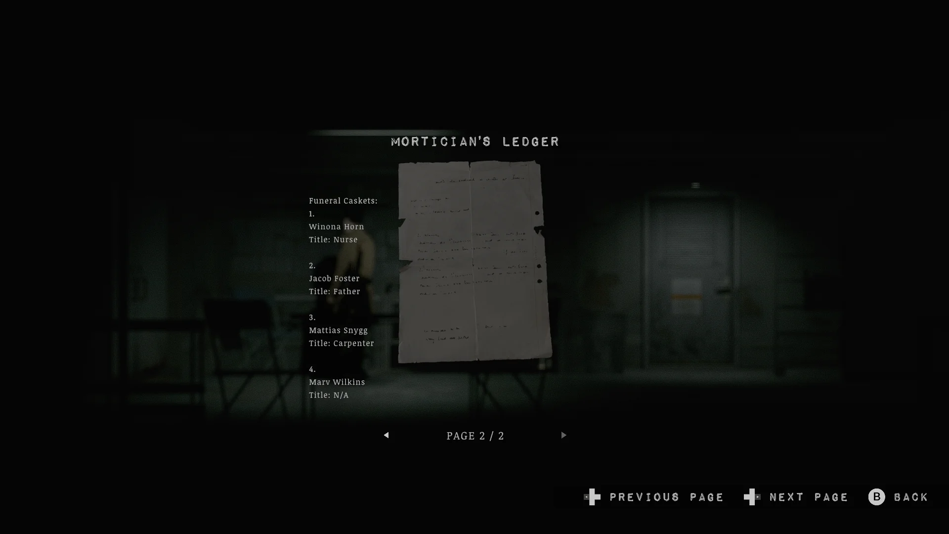 Mortician's Ledger: the caskets