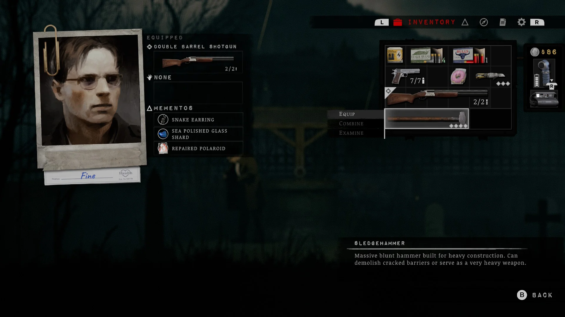 Sledgehammer in inventory