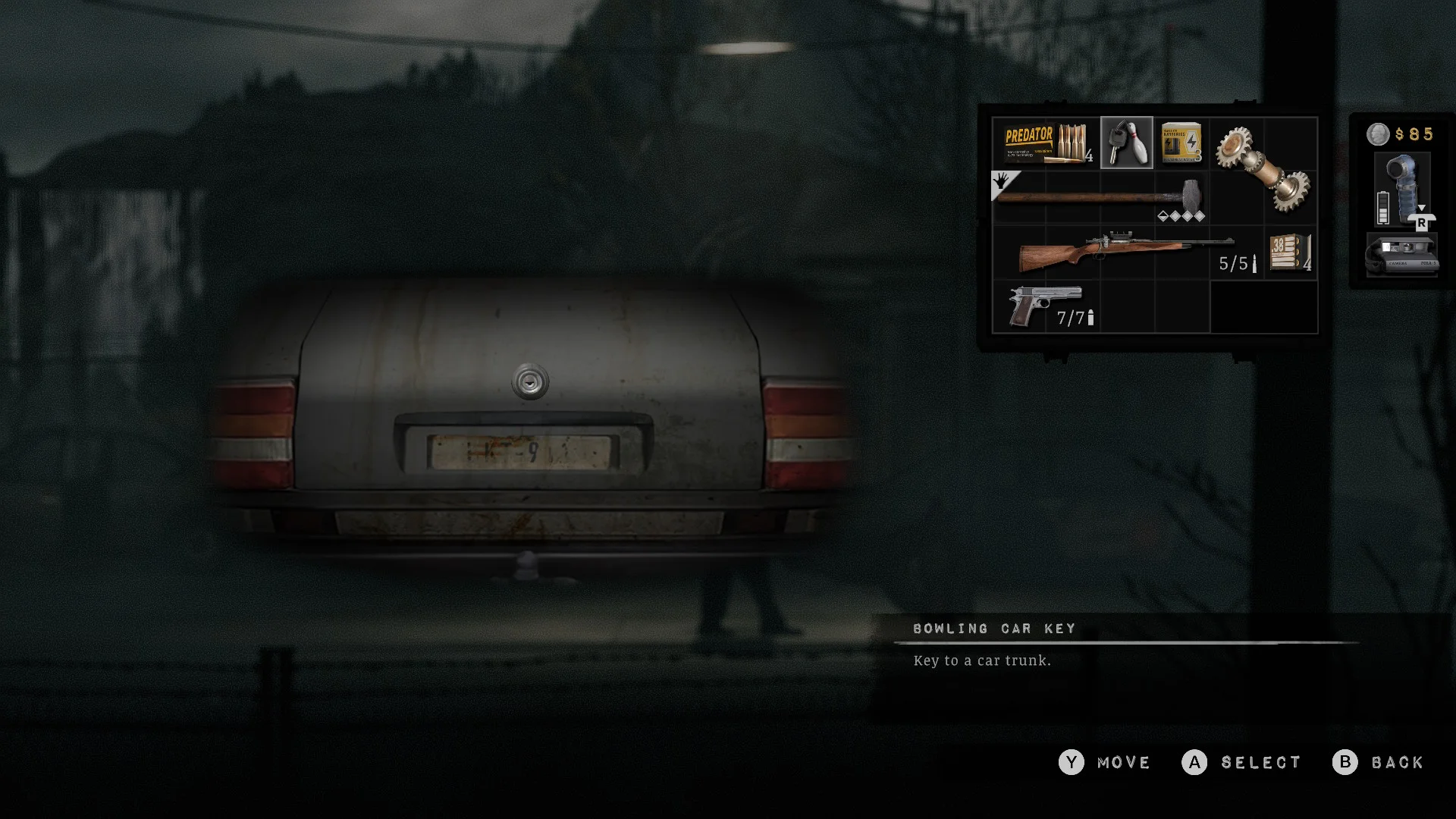 Opening the bowling car's trunk