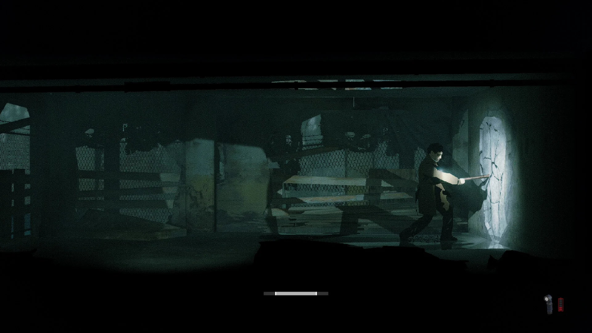 Smashing the wall in the rundown house