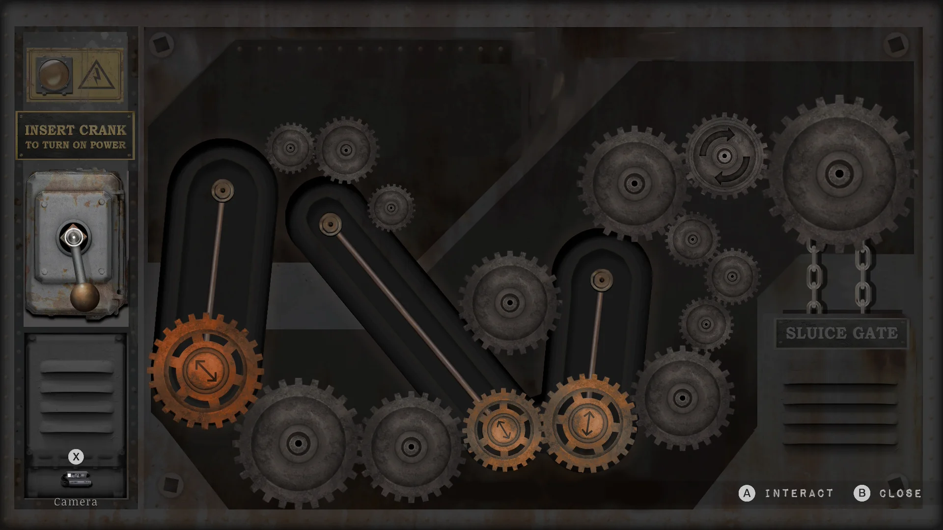 Sluice gate solved: all three gears at the bottom