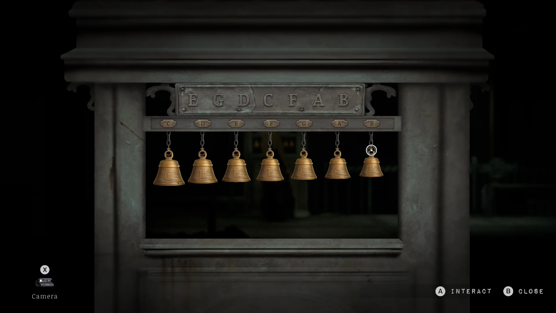 All seven bells hung, with the play order above